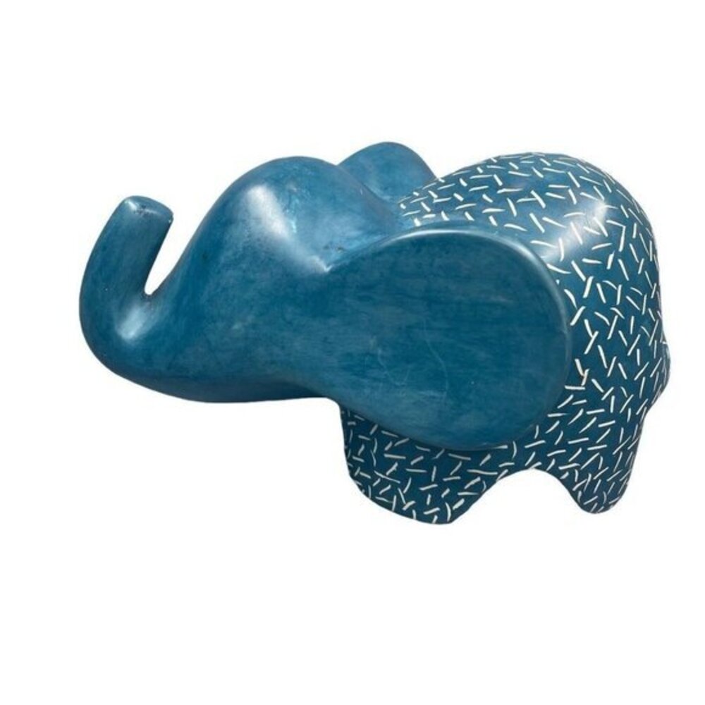 Vaneal Group Hand Crafted Kisii Soapstone Blue Elephant Figurine Made in Kenya